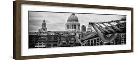 Millennium Bridge and St. Paul's Cathedral - City of London - UK - England - United Kingdom-Philippe Hugonnard-Framed Photographic Print