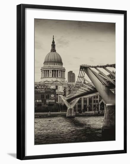 Millennium Bridge and St. Paul's Cathedral - City of London - UK - England - United Kingdom-Philippe Hugonnard-Framed Photographic Print