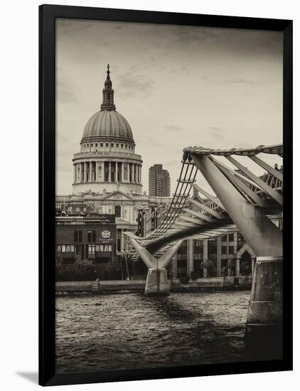 Millennium Bridge and St. Paul's Cathedral - City of London - UK - England - United Kingdom-Philippe Hugonnard-Framed Photographic Print