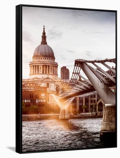 Millennium Bridge and St. Paul's Cathedral - City of London - UK - England - United Kingdom-Philippe Hugonnard-Framed Stretched Canvas