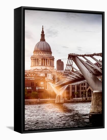 Millennium Bridge and St. Paul's Cathedral - City of London - UK - England - United Kingdom-Philippe Hugonnard-Framed Stretched Canvas