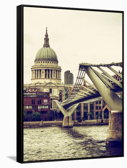 Millennium Bridge and St. Paul's Cathedral - City of London - UK - England - United Kingdom-Philippe Hugonnard-Framed Stretched Canvas