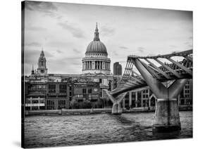 Millennium Bridge and St. Paul's Cathedral - City of London - UK - England - United Kingdom-Philippe Hugonnard-Stretched Canvas