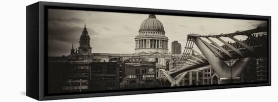 Millennium Bridge and St. Paul's Cathedral - City of London - UK - England - United Kingdom-Philippe Hugonnard-Framed Stretched Canvas