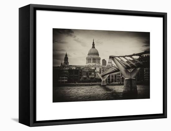 Millennium Bridge and St. Paul's Cathedral - City of London - UK - England - United Kingdom-Philippe Hugonnard-Framed Stretched Canvas