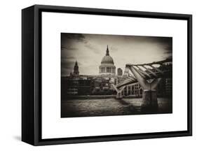 Millennium Bridge and St. Paul's Cathedral - City of London - UK - England - United Kingdom-Philippe Hugonnard-Framed Stretched Canvas