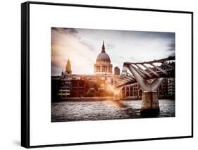 Millennium Bridge and St. Paul's Cathedral - City of London - UK - England - United Kingdom-Philippe Hugonnard-Framed Stretched Canvas