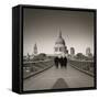 Millennium Bridge and St. Paul's Cathedral, London, England-Jon Arnold-Framed Stretched Canvas