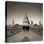 Millennium Bridge and St. Paul's Cathedral, London, England-Jon Arnold-Stretched Canvas