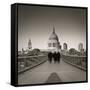 Millennium Bridge and St. Paul's Cathedral, London, England-Jon Arnold-Framed Stretched Canvas