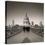 Millennium Bridge and St. Paul's Cathedral, London, England-Jon Arnold-Stretched Canvas