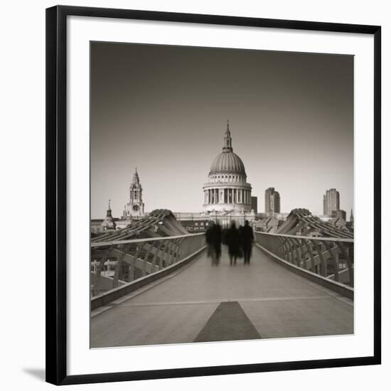 Millennium Bridge and St. Paul's Cathedral, London, England-Jon Arnold-Framed Photographic Print