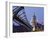 Millennium Bridge and St. Pauls Cathedral, Illuminated at Dusk, London, England, United Kingdom-Gavin Hellier-Framed Photographic Print