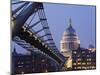 Millennium Bridge and St. Pauls Cathedral, Illuminated at Dusk, London, England, United Kingdom-Gavin Hellier-Mounted Photographic Print