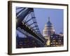 Millennium Bridge and St. Pauls Cathedral, Illuminated at Dusk, London, England, United Kingdom-Gavin Hellier-Framed Photographic Print