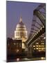 Millennium Bridge and St. Pauls Cathedral, Illuminated at Dusk, London, England, United Kingdom-Gavin Hellier-Mounted Photographic Print