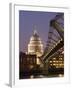 Millennium Bridge and St. Pauls Cathedral, Illuminated at Dusk, London, England, United Kingdom-Gavin Hellier-Framed Photographic Print