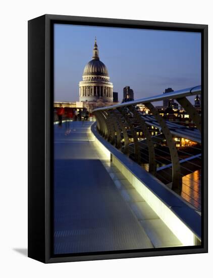 Millennium Bridge and St. Pauls Cathedral, London, England, UK-Charles Bowman-Framed Stretched Canvas