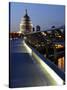 Millennium Bridge and St. Pauls Cathedral, London, England, UK-Charles Bowman-Stretched Canvas