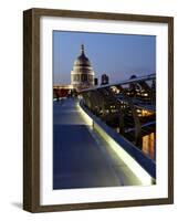 Millennium Bridge and St. Pauls Cathedral, London, England, UK-Charles Bowman-Framed Photographic Print