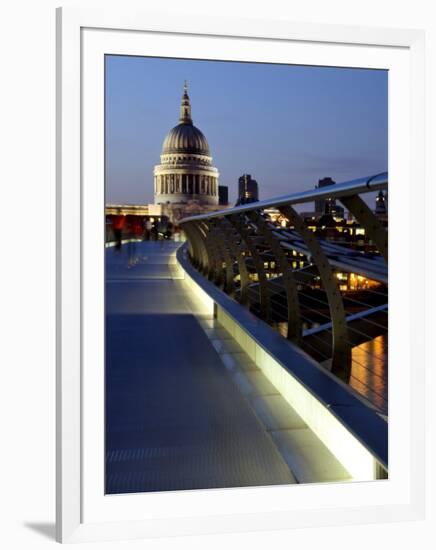 Millennium Bridge and St. Pauls Cathedral, London, England, UK-Charles Bowman-Framed Photographic Print