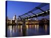 Millennium Bridge and St. Pauls Cathedral, London, England, UK-Charles Bowman-Stretched Canvas