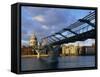 Millennium Bridge and St. Pauls, London, England-John Miller-Framed Stretched Canvas