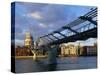 Millennium Bridge and St. Pauls, London, England-John Miller-Stretched Canvas