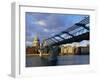 Millennium Bridge and St. Pauls, London, England-John Miller-Framed Photographic Print