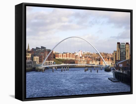 Millennium Bridge and the Baltic from the Swing Bridge, Newcastle Upon Tyne, Tyne and Wear, England-Mark Sunderland-Framed Stretched Canvas