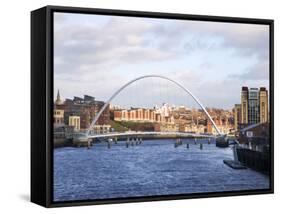 Millennium Bridge and the Baltic from the Swing Bridge, Newcastle Upon Tyne, Tyne and Wear, England-Mark Sunderland-Framed Stretched Canvas