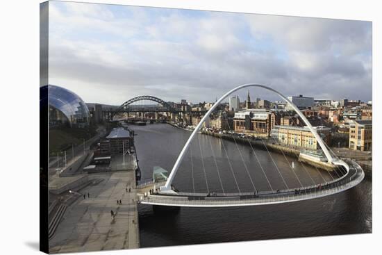 Millennium Bridge and Tyne Bridge Span the River Tyne-Stuart Forster-Stretched Canvas