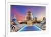 Millennium Bridge Leads to Saint Paul's Cathedral in Central London at Night-TTstudio-Framed Photographic Print