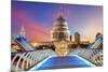 Millennium Bridge Leads to Saint Paul's Cathedral in Central London at Night-TTstudio-Mounted Photographic Print