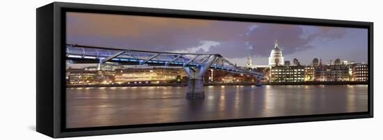 Millennium Bridge, St. Paul's Cathedral and River Thames, London, England, United Kingdom, Europe-Markus Lange-Framed Stretched Canvas