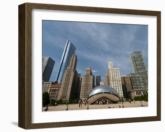 Millennium Park and Cloud Gate Sculpture, Aka the Bean, Chicago, Illinois, Usa-Alan Klehr-Framed Photographic Print