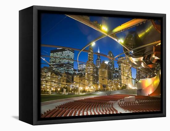 Millennium Park  Outdoor Theater At Night-Patrick Warneka-Framed Stretched Canvas