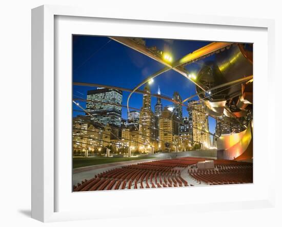 Millennium Park  Outdoor Theater At Night-Patrick Warneka-Framed Premium Photographic Print