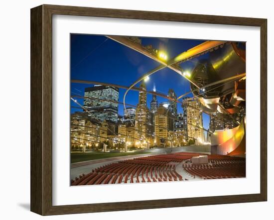 Millennium Park  Outdoor Theater At Night-Patrick Warneka-Framed Photographic Print