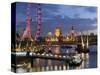 Millennium Wheel and Houses of Parliament, London, England-Peter Adams-Stretched Canvas