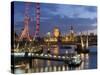 Millennium Wheel and Houses of Parliament, London, England-Peter Adams-Stretched Canvas