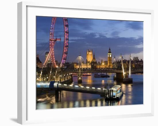 Millennium Wheel and Houses of Parliament, London, England-Peter Adams-Framed Photographic Print