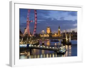 Millennium Wheel and Houses of Parliament, London, England-Peter Adams-Framed Photographic Print