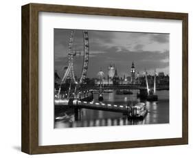 Millennium Wheel and Houses of Parliament, London, England-Peter Adams-Framed Premium Photographic Print