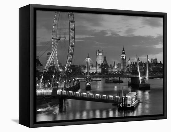 Millennium Wheel and Houses of Parliament, London, England-Peter Adams-Framed Stretched Canvas