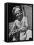 Miller Bros. Circus Chef Sitting and Peeling Potato-Cornell Capa-Framed Stretched Canvas