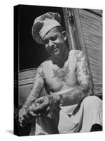 Miller Bros. Circus Chef Sitting and Peeling Potato-Cornell Capa-Stretched Canvas