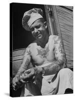 Miller Bros. Circus Chef Sitting and Peeling Potato-Cornell Capa-Stretched Canvas