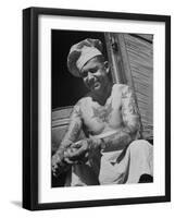 Miller Bros. Circus Chef Sitting and Peeling Potato-Cornell Capa-Framed Photographic Print