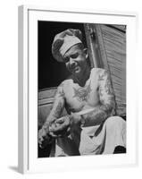 Miller Bros. Circus Chef Sitting and Peeling Potato-Cornell Capa-Framed Photographic Print